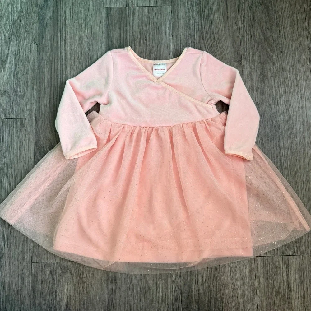 Hanna Andersson Balletcore Princess Pink Empire Waist Glitter Tulle Dress 18-24M